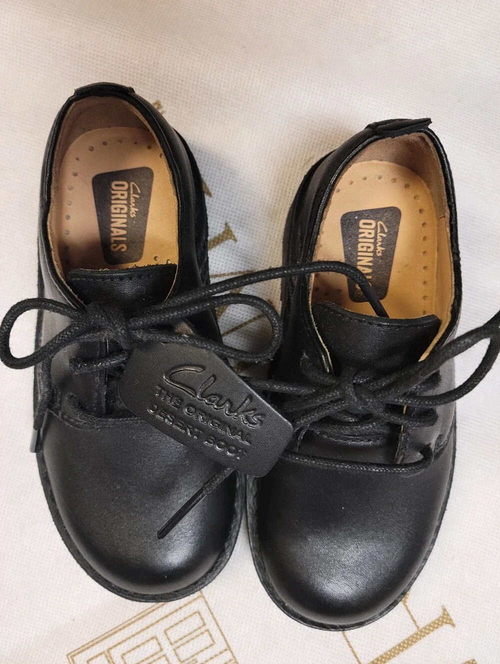 NwoT Clarks Boys Black Leather Lace up School Shoes 9W